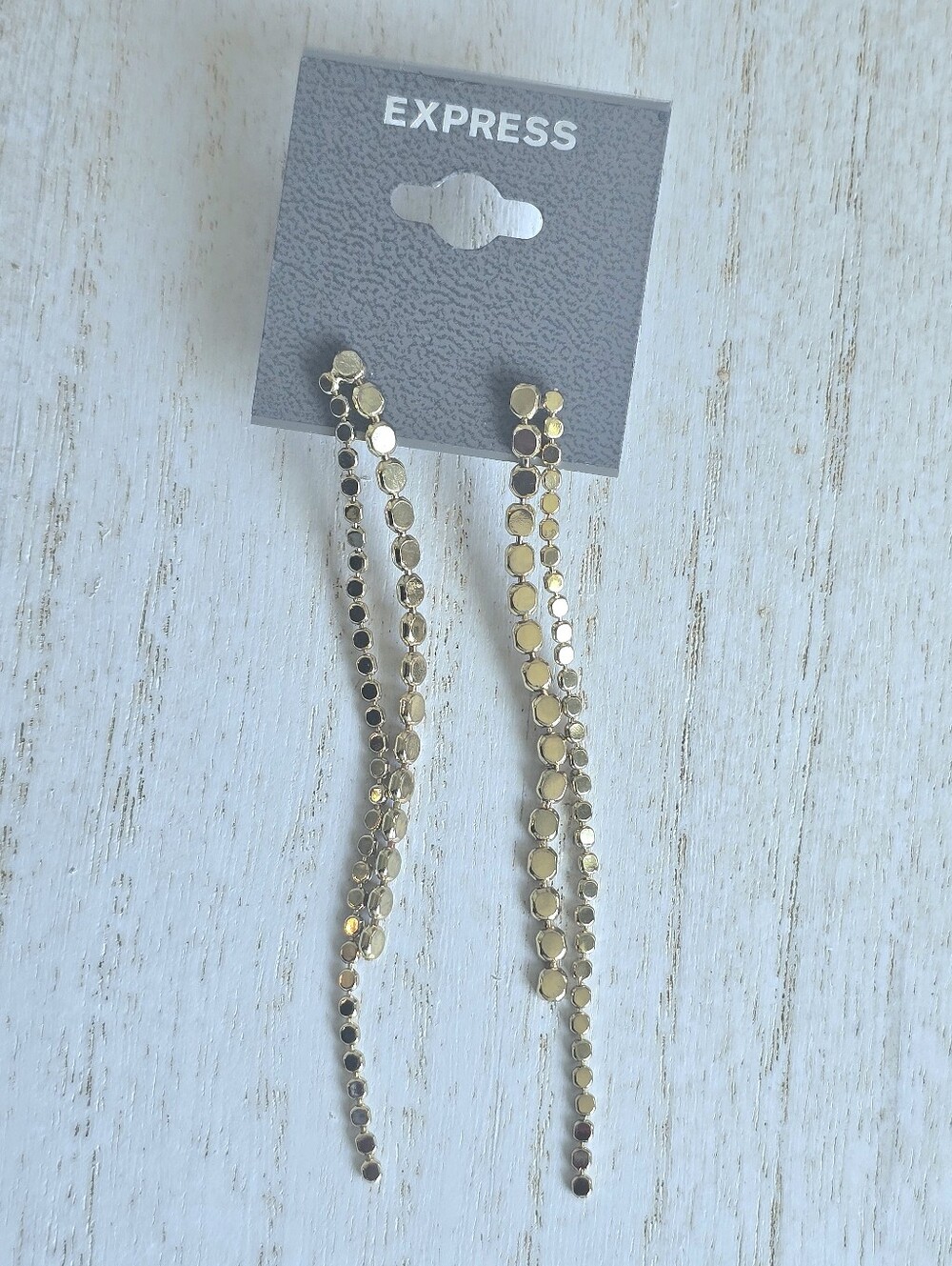 EXPRESS Shimmering Gold Cascade Disc Drop Earrings